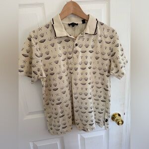 Ted Baker Cream Patterned Polo Shirt